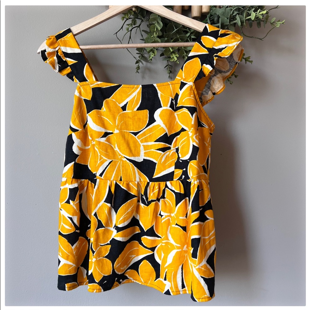 Who What Wear Ruffle Sleeve Floral Empire Top